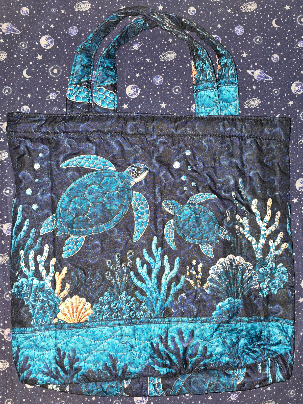Quilted Tote Bag Sea Turtles