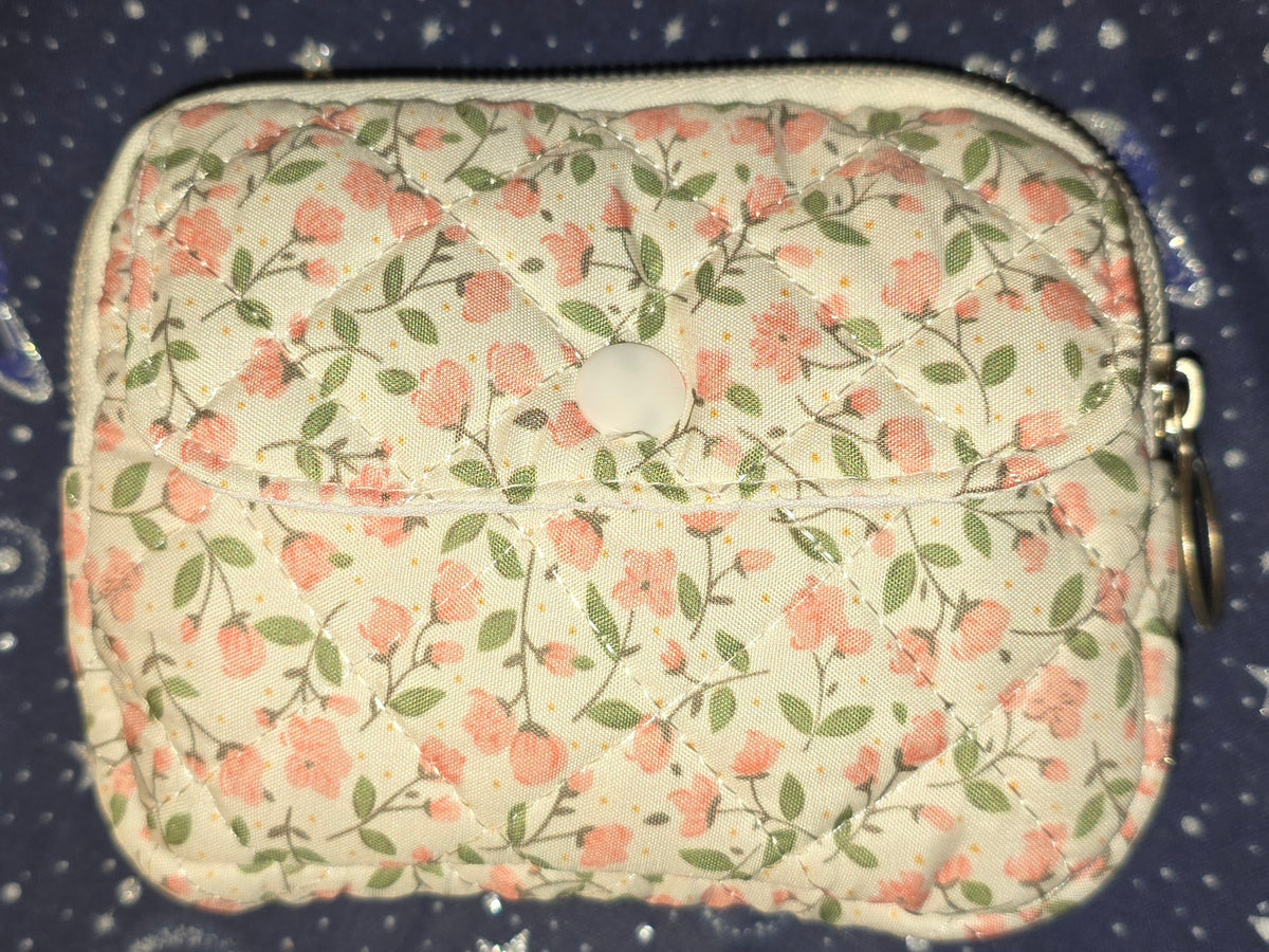 Quilted Coin Purse Pink Flowers