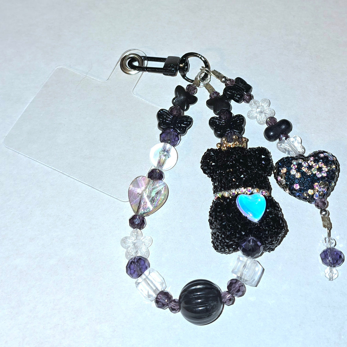 Handmade Phone Charm Black Teddy Bear