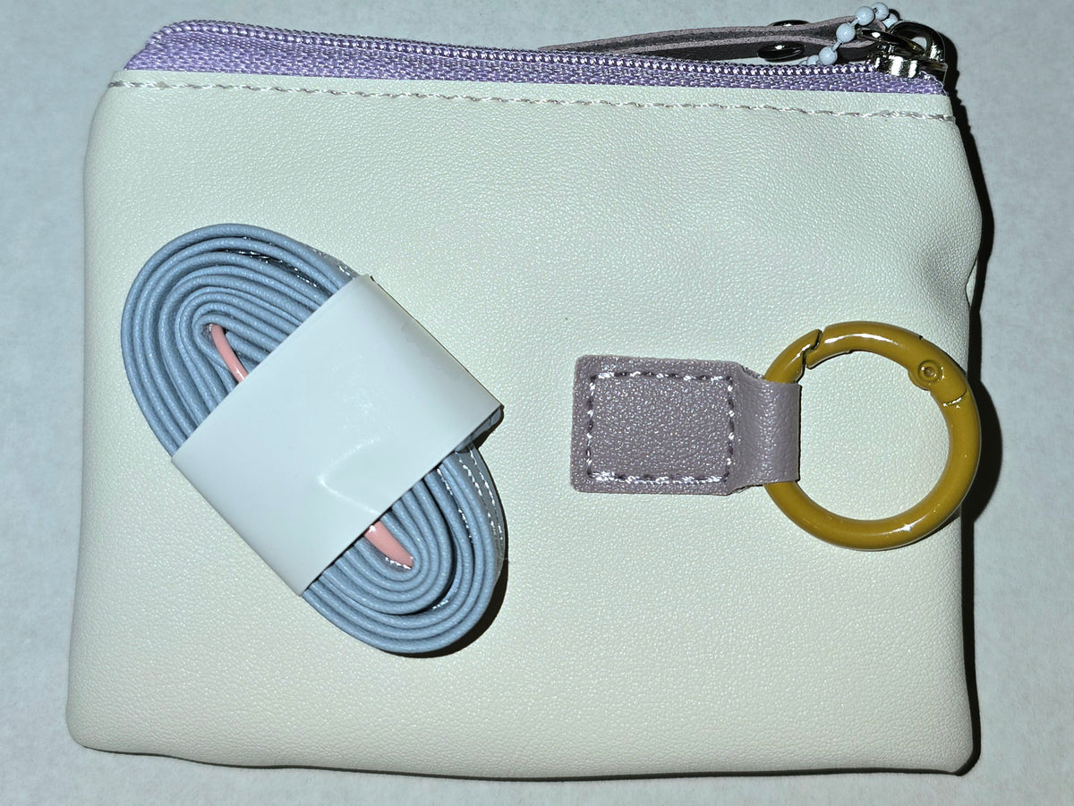 Double Pocket Coin Purse Wristlet White & Purple