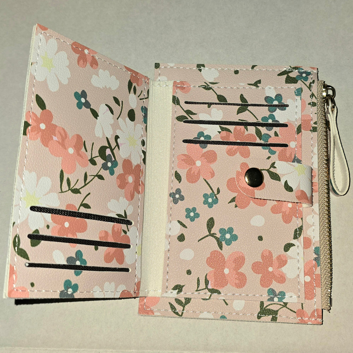 Card Holder Coin Purse Pink w/ Flowers