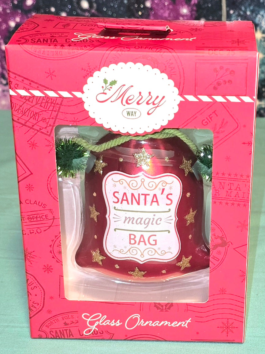Christmas Santa's Magic Bag Glass Ornament