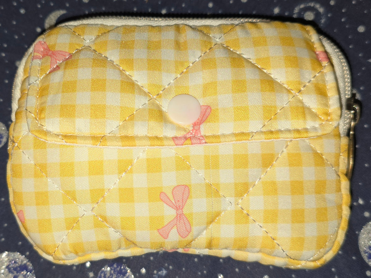 Quilted Coin Purse Yellow Plaid