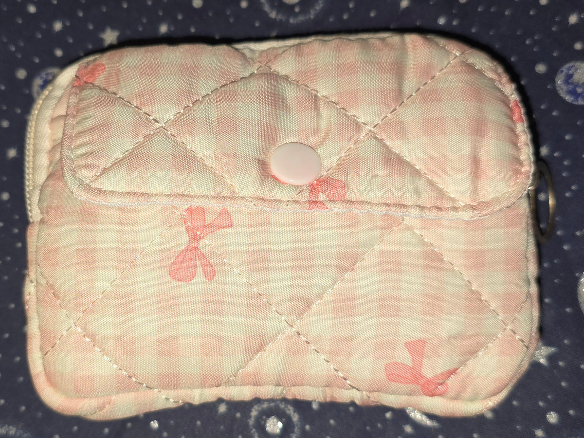 Quilted Coin Purse Pink Plaid