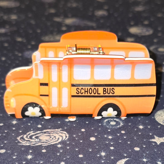Acrylic Hair Claw Clip School Bus