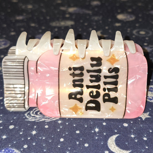 Acrylic Hair Claw Clip Anti Delulu Pills