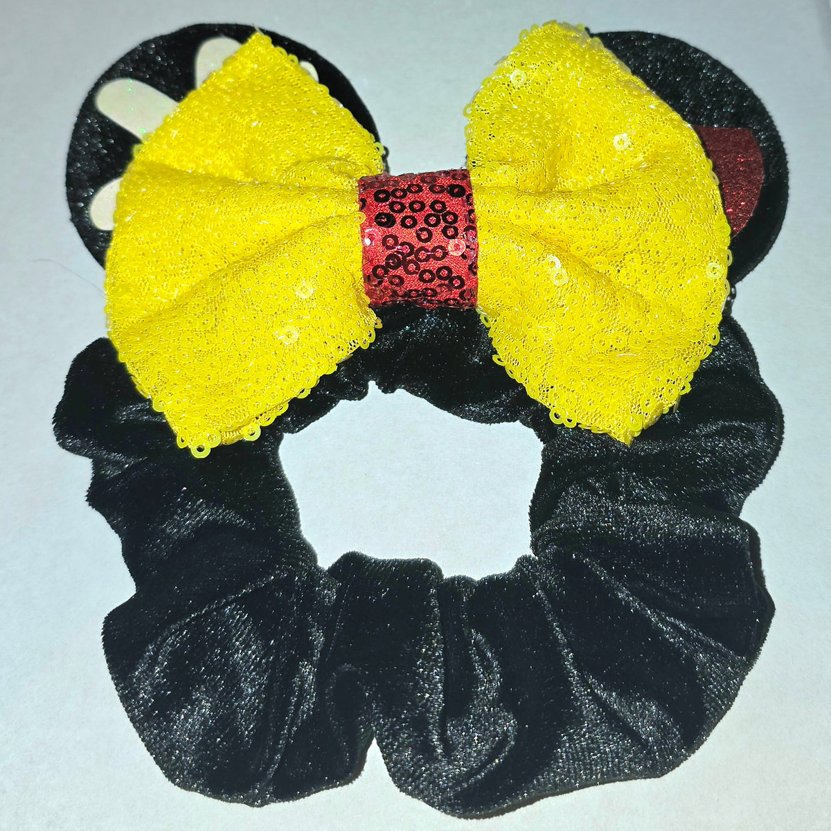 Scrunchy Minnie Mouse Black Yellow
