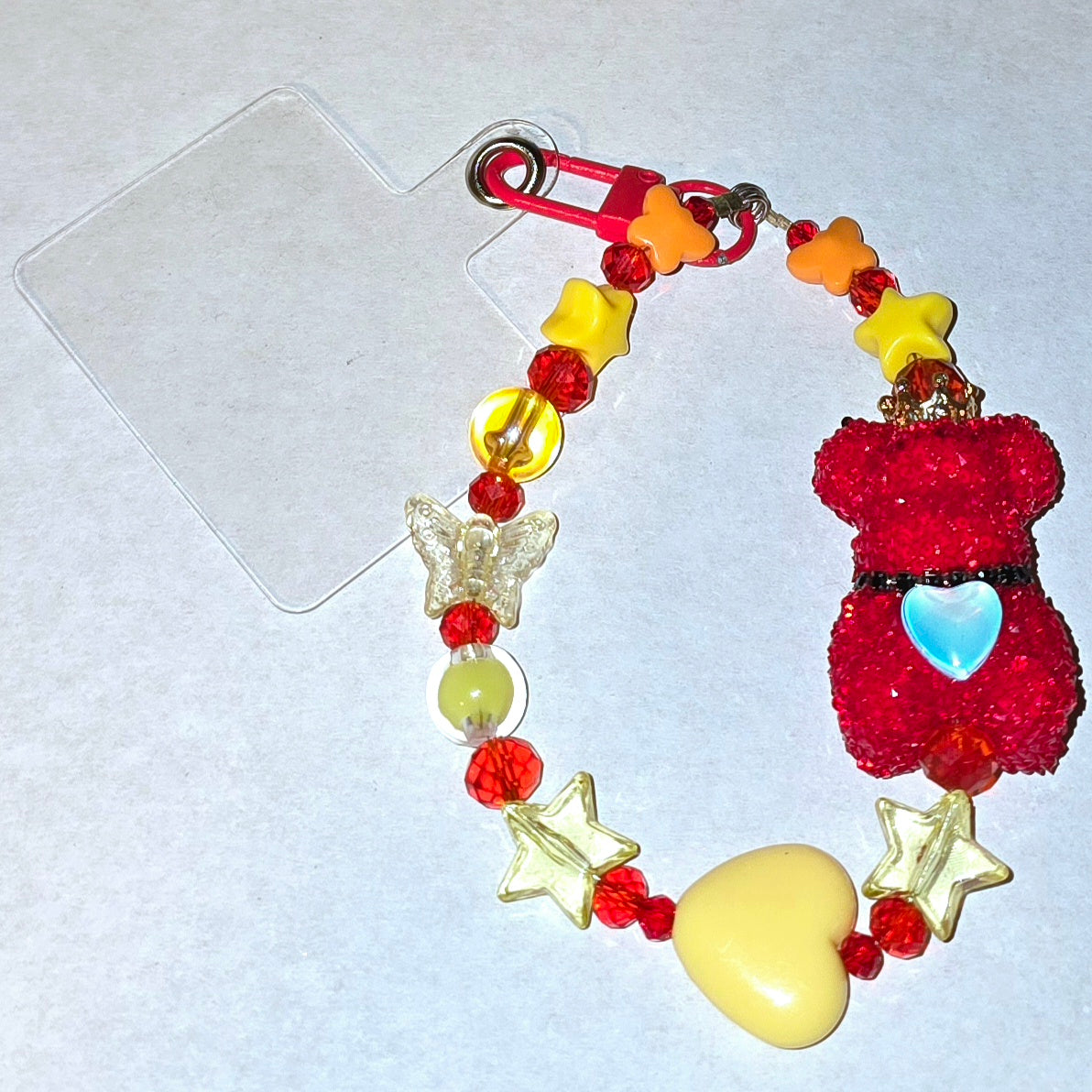 Handmade Phone Charm Red Teddy Bear
