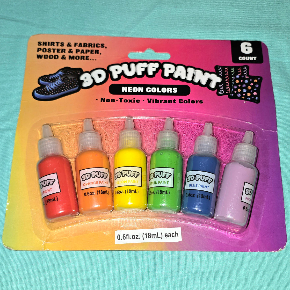 3D Puff Paint Neon Colors