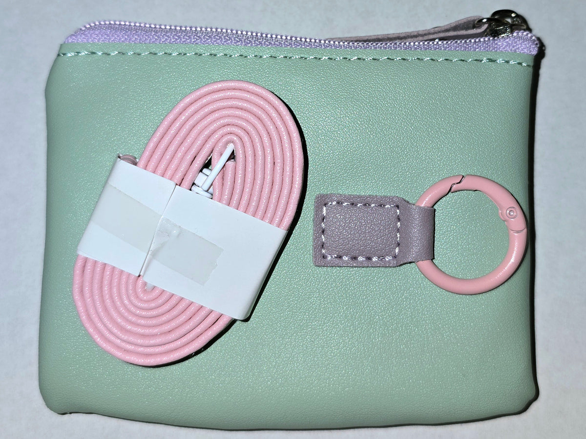 Double Pocket Coin Purse Wristlet Green & Purple
