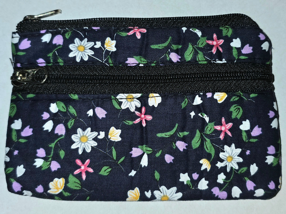 Double Zipper Quilted Coin Purse