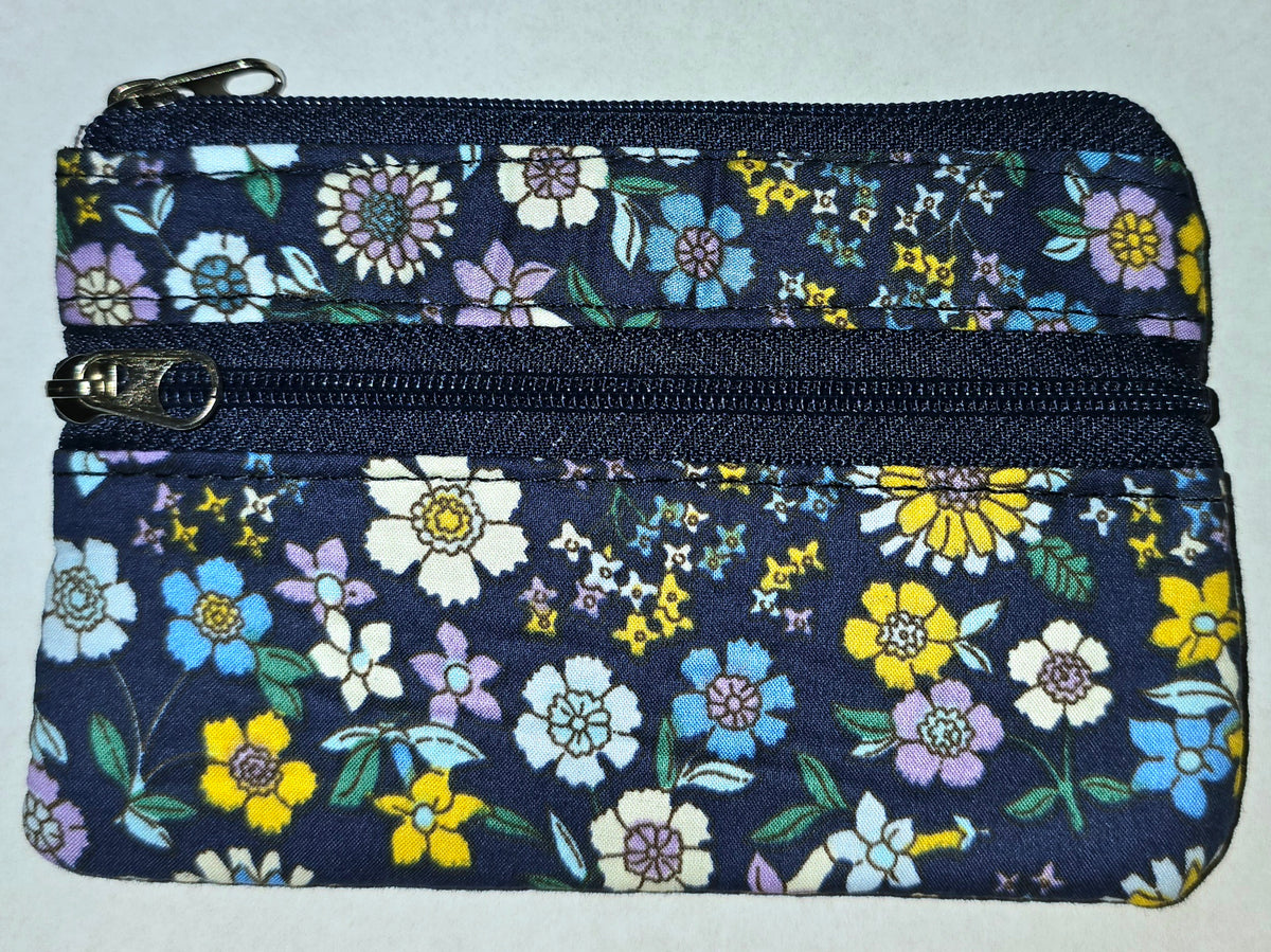 Double Zipper Quilted Coin Purse
