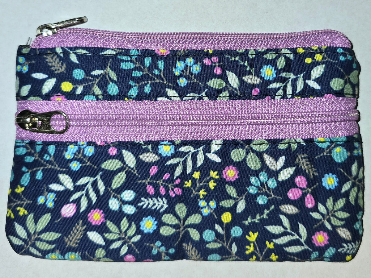 Double Zipper Quilted Coin Purse