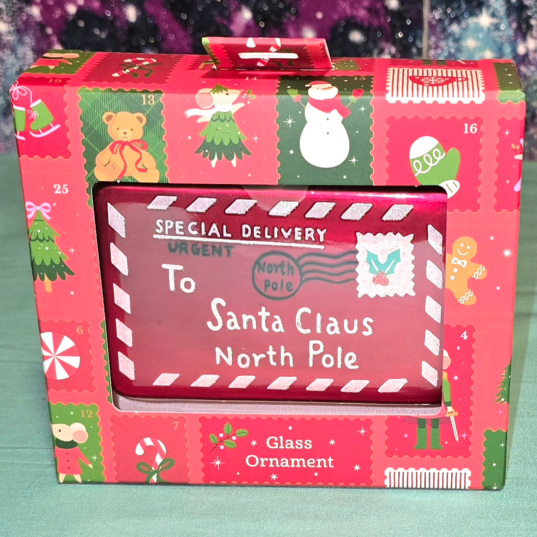 Christmas Letter to Santa Glass Ornament